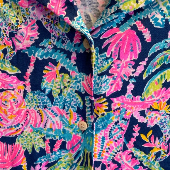 Lilly Pulitzer PJ Knit LS Button Up Top Oyster Bay Navy Seen and Herd Knit NWT - Picture 8 of 15